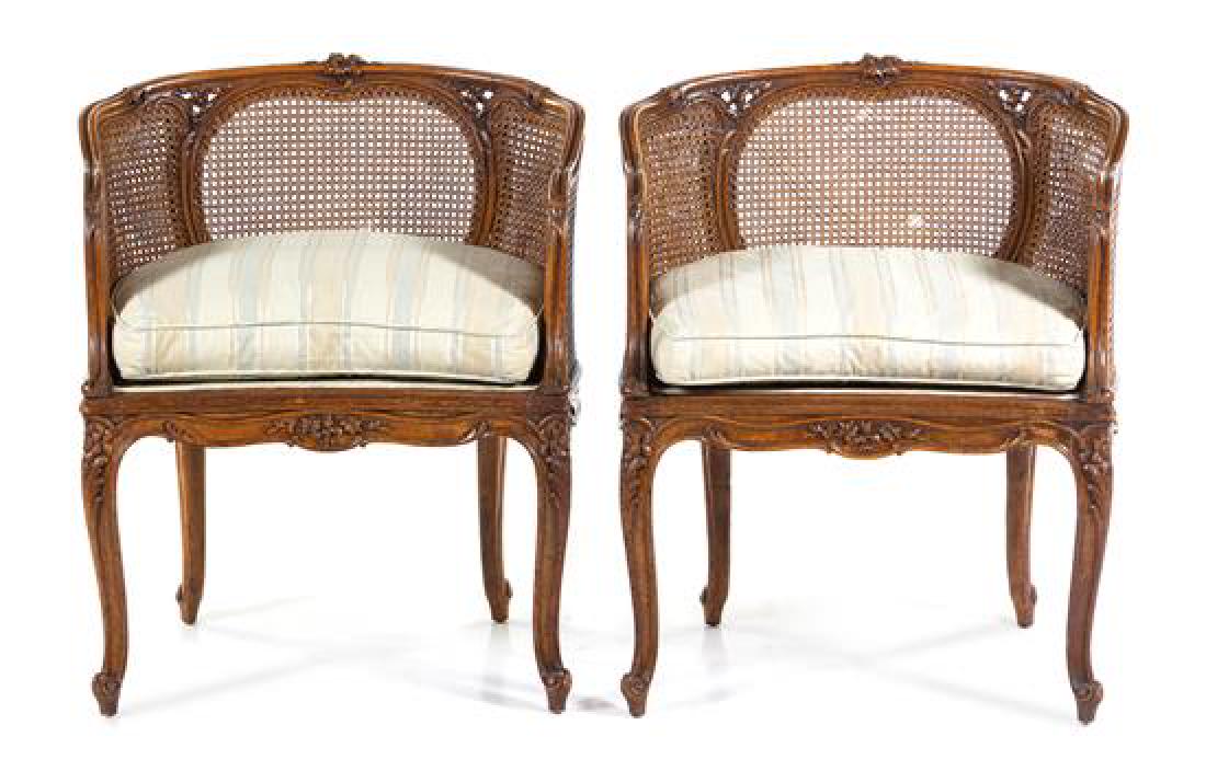 A Pair of Louis XV Style Caned Bergeres Height 30 1/2 (1 of 1)