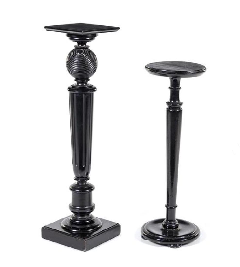 Two Turned Wood Pedestals Height of taller 42 1/4 (1 of 1)
