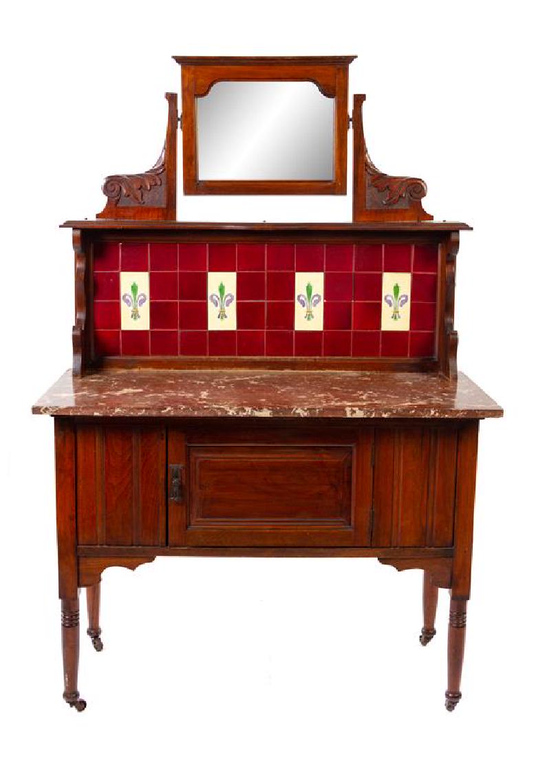 A Victorian Tile Inset Washstand Height 62 x width 41 (1 of 1)