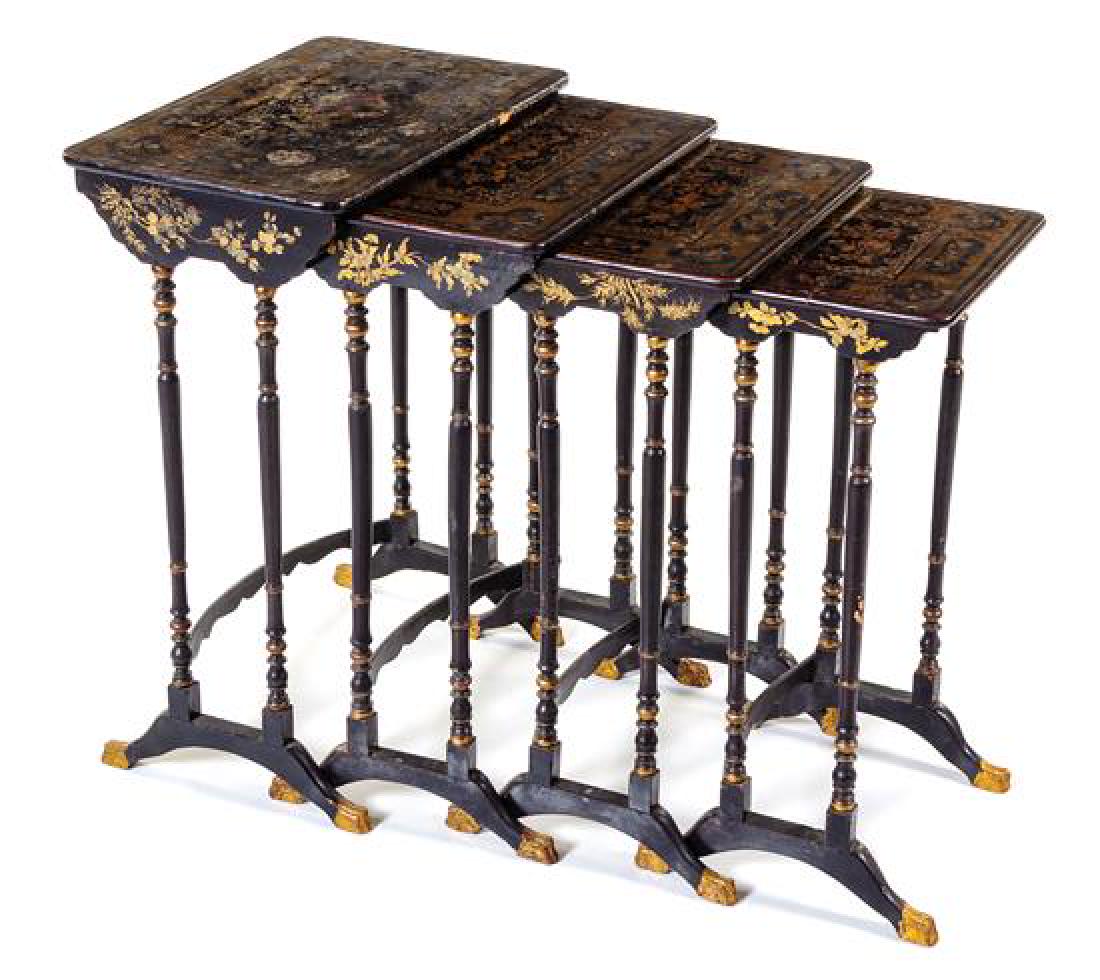 A Set of Four Export Lacquered Nesting Tables Height of (1 of 2)