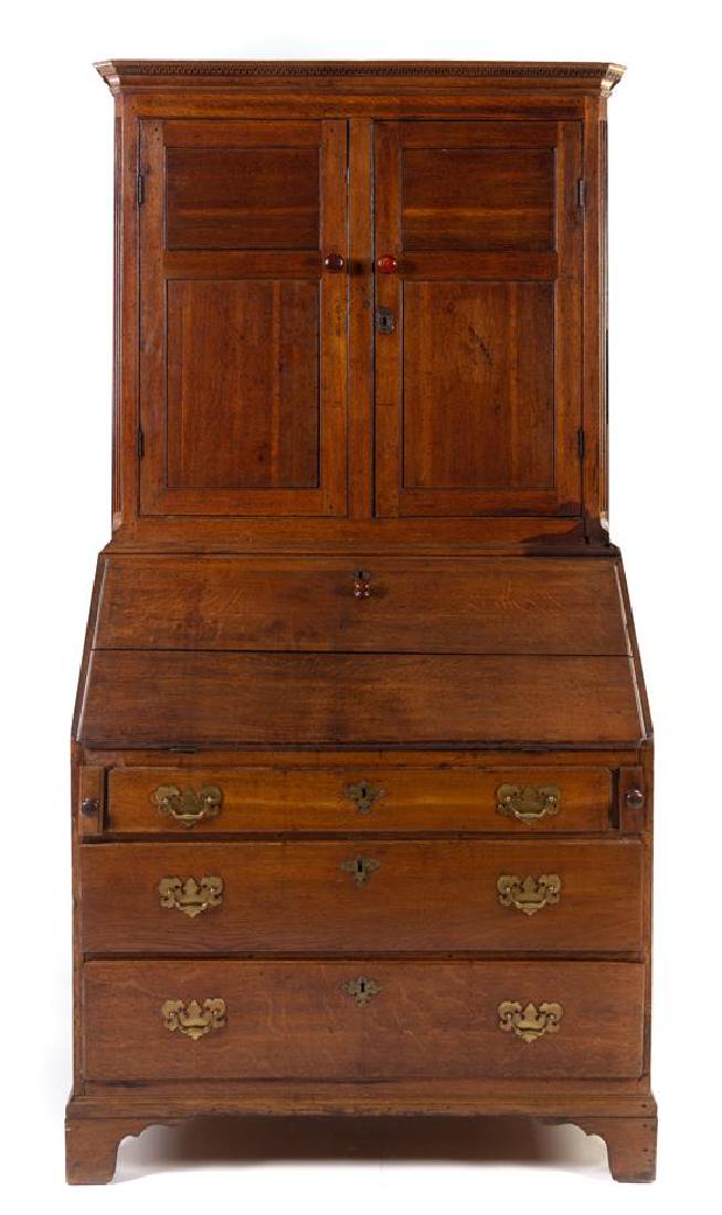 A George III Oak Slant Front Secretary Bookcase (1 of 1)