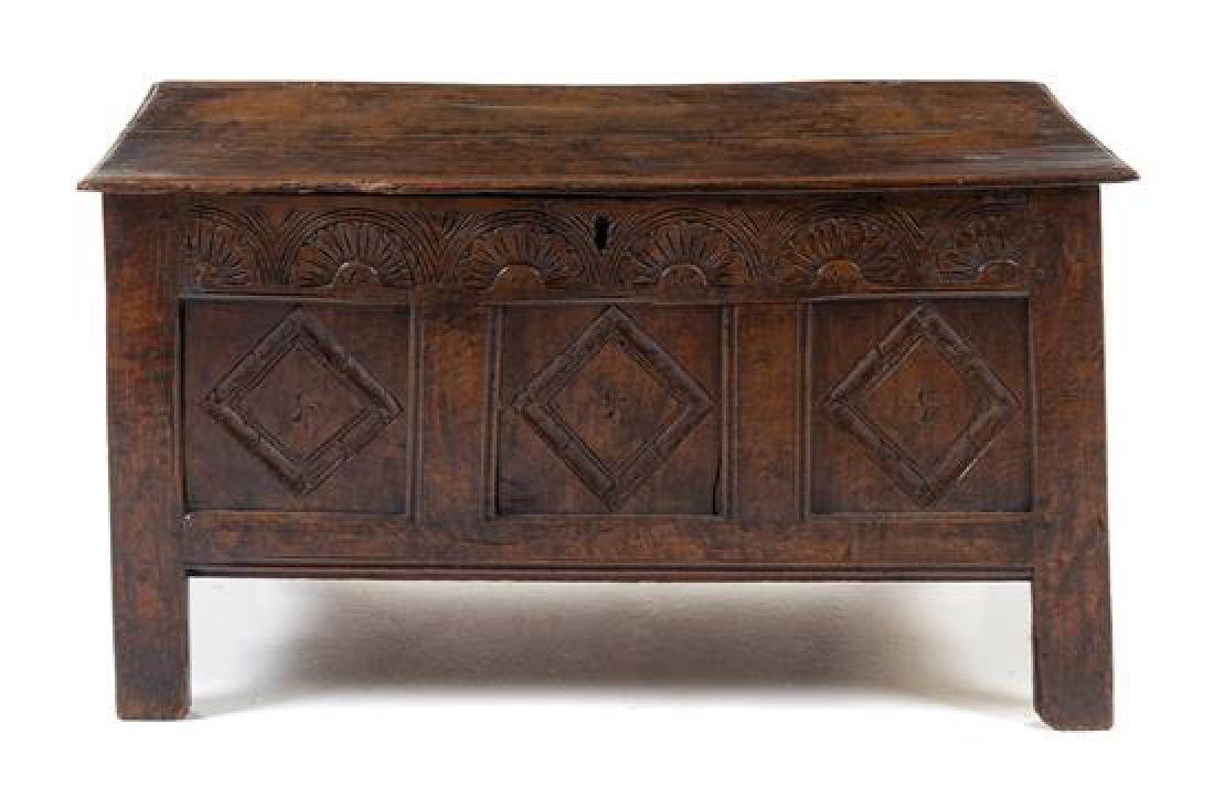 An English Carved Oak Chest Height 23 1/2 x width 44 x (1 of 1)