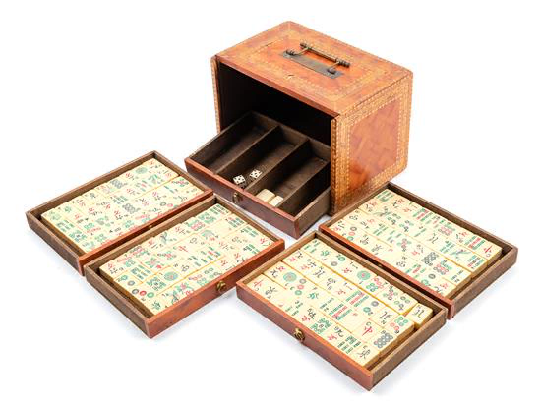 A Cased Mahjong Set Height of case 6 1/2 x width 9 1/2 (1 of 3)