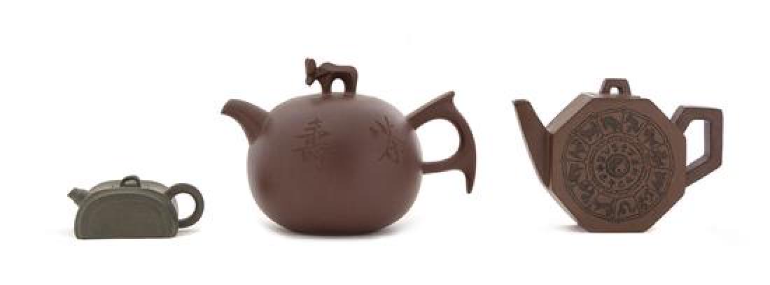* Three Yixing Teapots Height of largest 4 inches. (1 of 1)