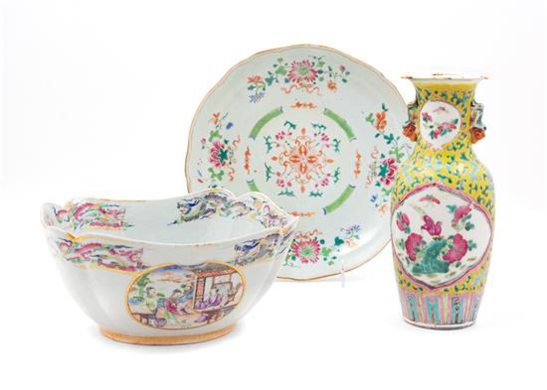 Three Chinese Porcelain Articles Width of bowl 9 1/2 (1 of 1)