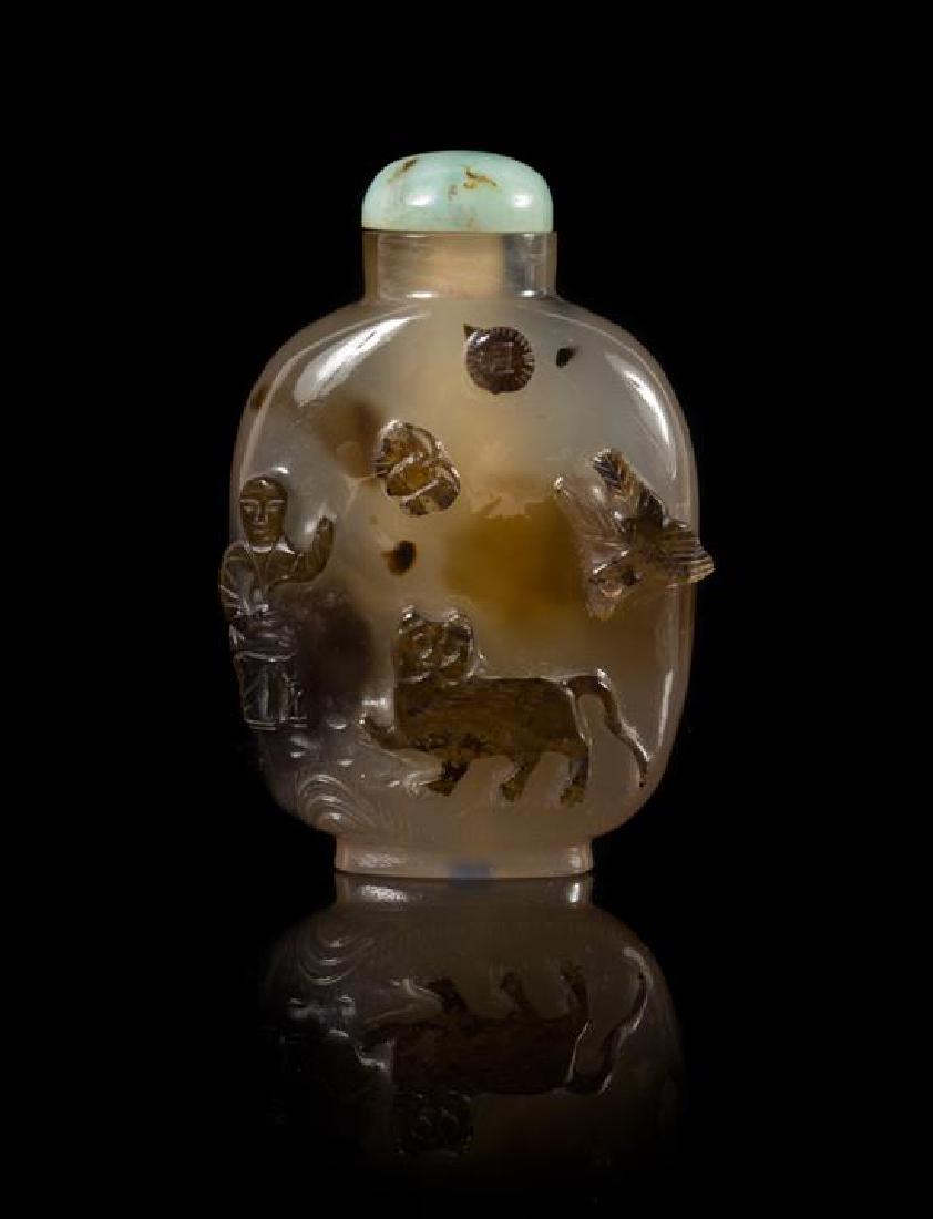 * A Carved Silhouette Agate Snuff Bottle Height 2 1/2 (1 of 1)