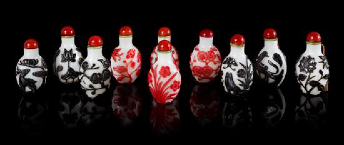 * Ten White Peking Glass Snuff Bottles Height of (1 of 1)