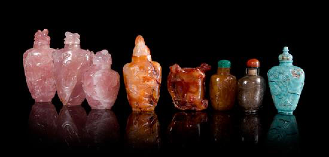 * Eight Carved Hardstone Snuff Bottles Height of (1 of 1)