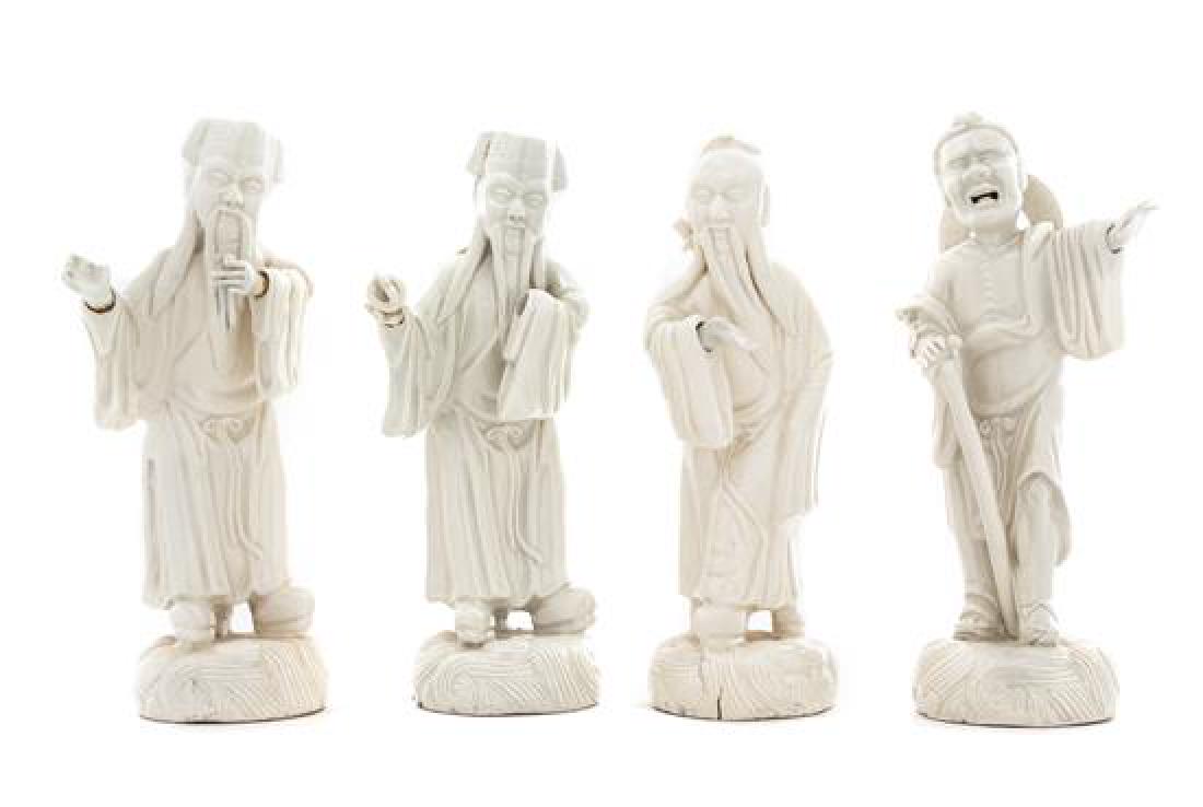 * Four White Glazed Porcelain Figures of Immortals (1 of 1)