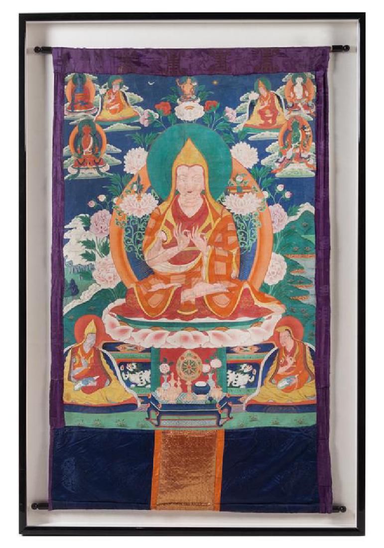 A Tibetan Thangka Height 60 x width 29 inches. (1 of 1)