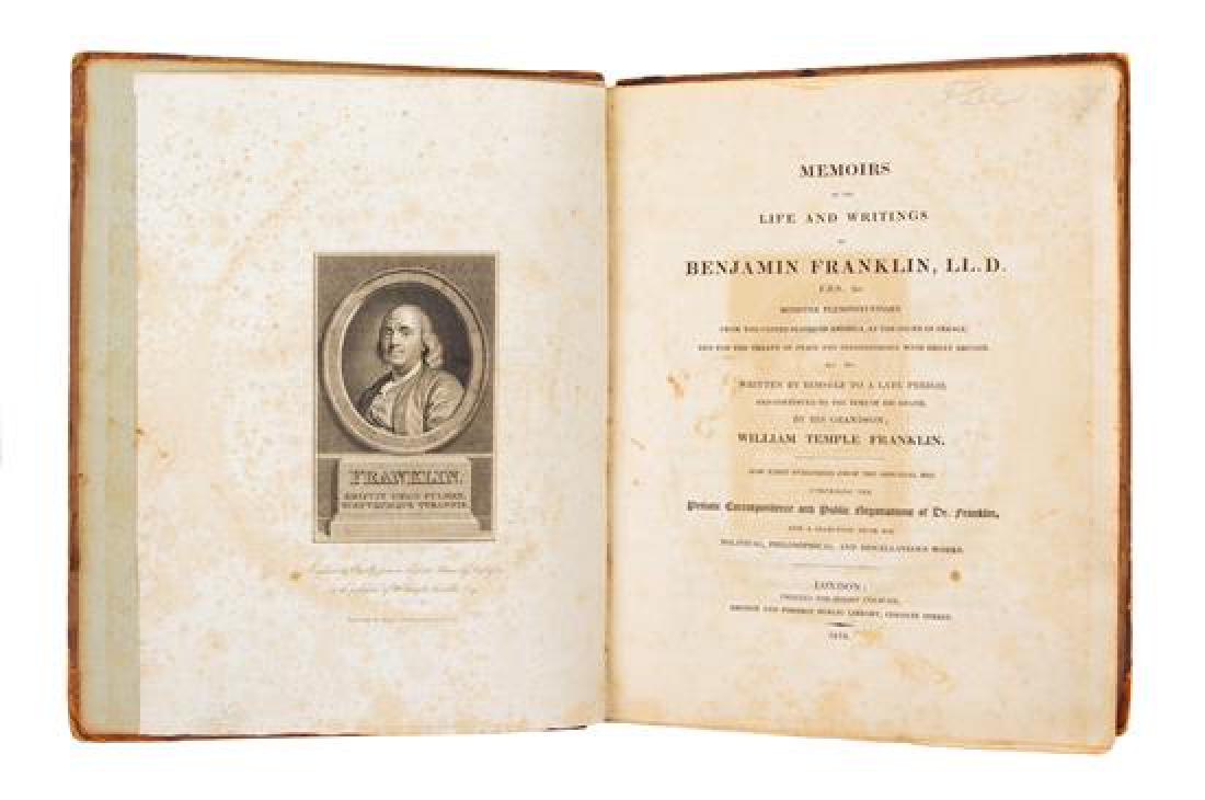 Franklin, Benjamin [Autobiography] Memoirs of the Life: Franklin, Benjamin [Autobiography] Memoirs of the Life and Writings… London, 1818. Edited by William Temple Franklin. Estimate $50-70