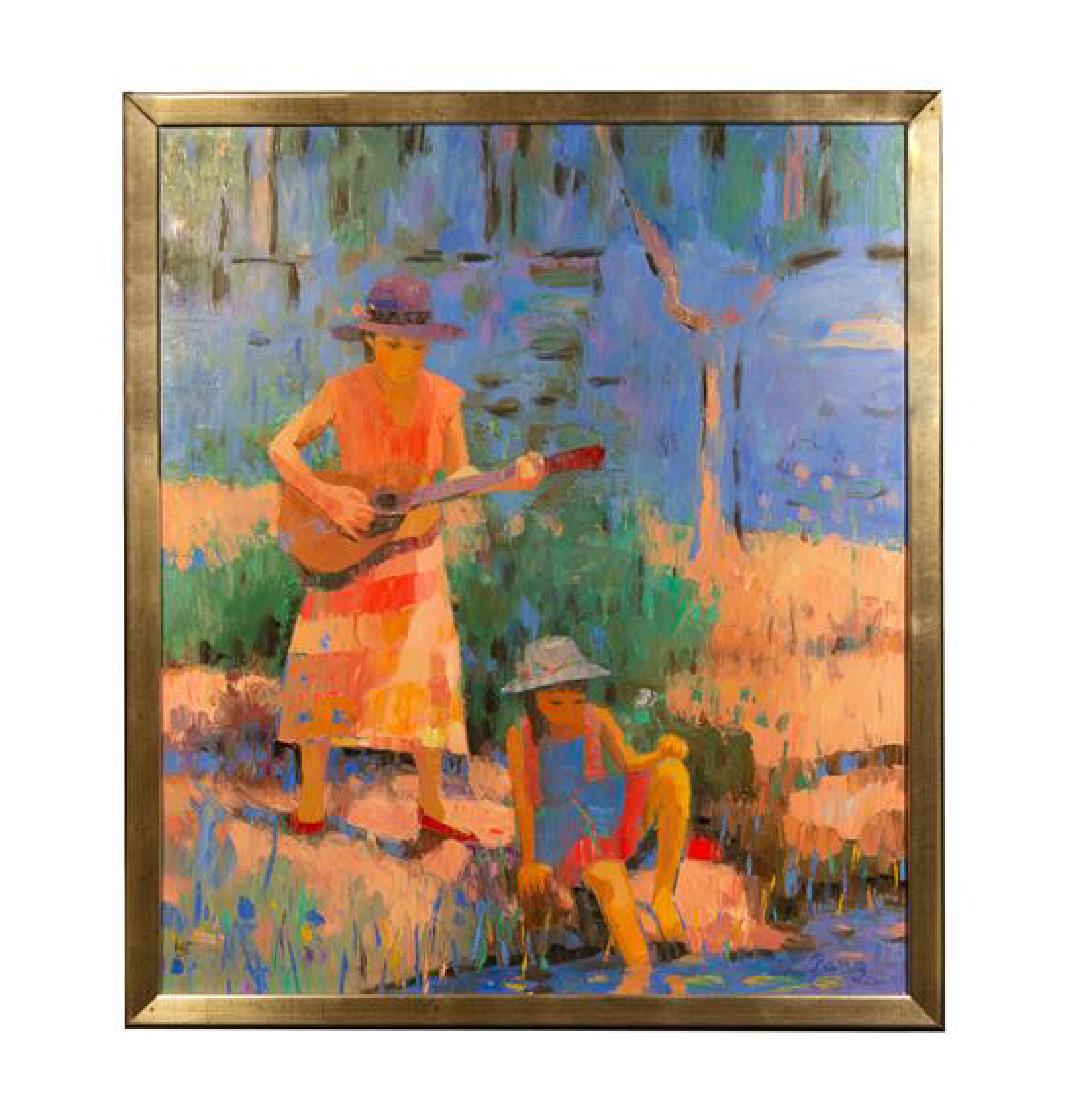 Peng Jen, (Chinese, b. 1928), Figures by a River (1 of 1)