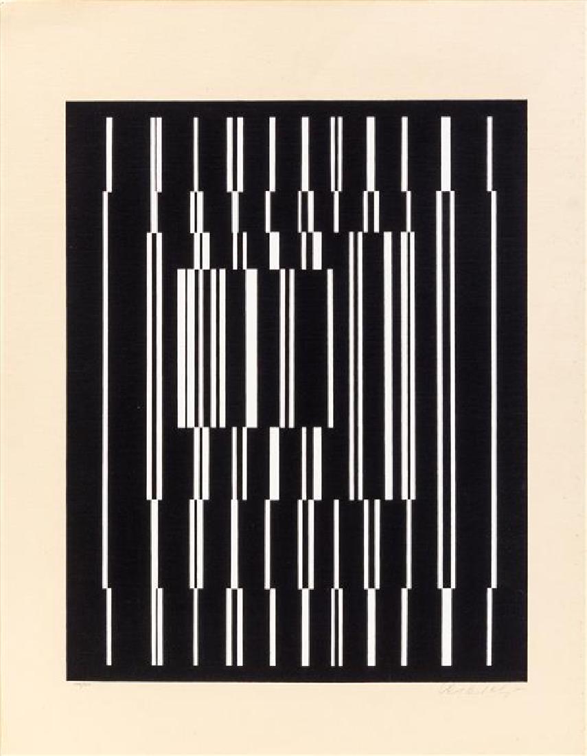 Victor Vasarely, (French/Hungarian, 1906-1997),: Victor Vasarely (French/Hungarian, 1906-1997) Untitled screenprint numbered 124/150, signed in pencil Sheet: 25 3/4 x 20 1/8 inches. Estimate $100-200 Time staining recto and verso.