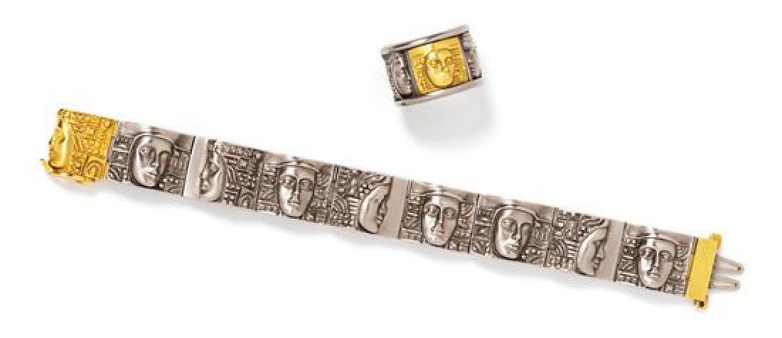 A Stainless Steel and 18 Karat Yellow Gold 'Women of