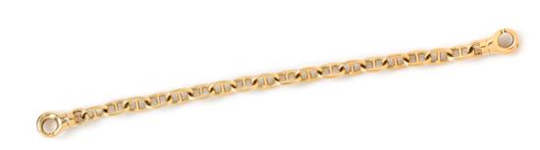 A 14 Karat Yellow Gold Chain Mariner Link Bracelet,: A 14 Karat Yellow Gold Chain Mariner Link Bracelet, Fisher & Co., measuring approximately 8.00 mm wide. Stamp: 14K (maker's mark for Fisher & Co.). 20.95 dwts. Estimate $500-700