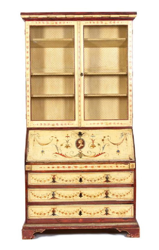 A Venetian Style Painted Secretary Desk Height 90 1 2 X