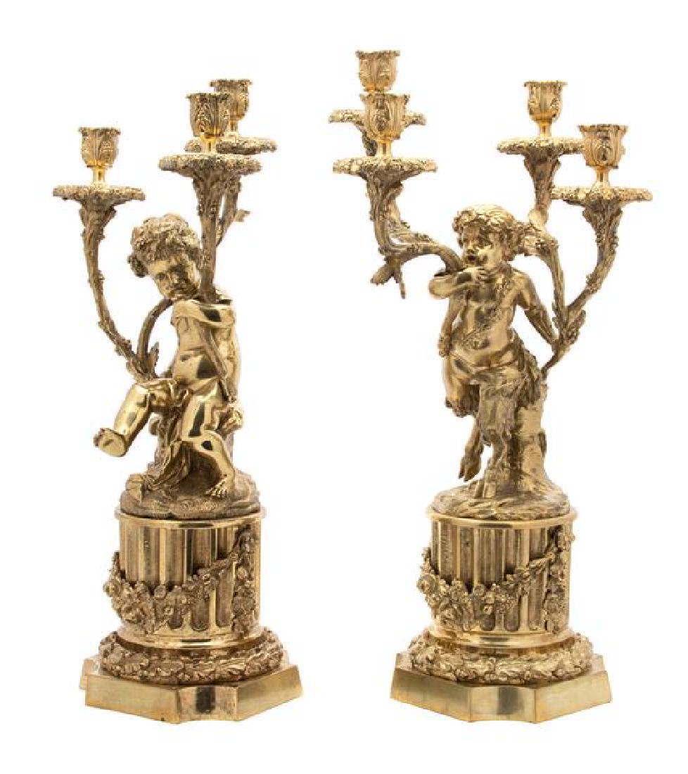 A Pair of Louis XVI Style Gilt Bronze Candelabra Height (1 of 1)