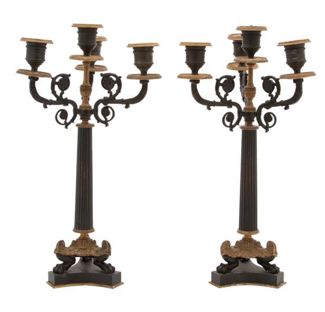 A Pair of French Empire Style Ebonized and Gilt Bronze (1 of 1)