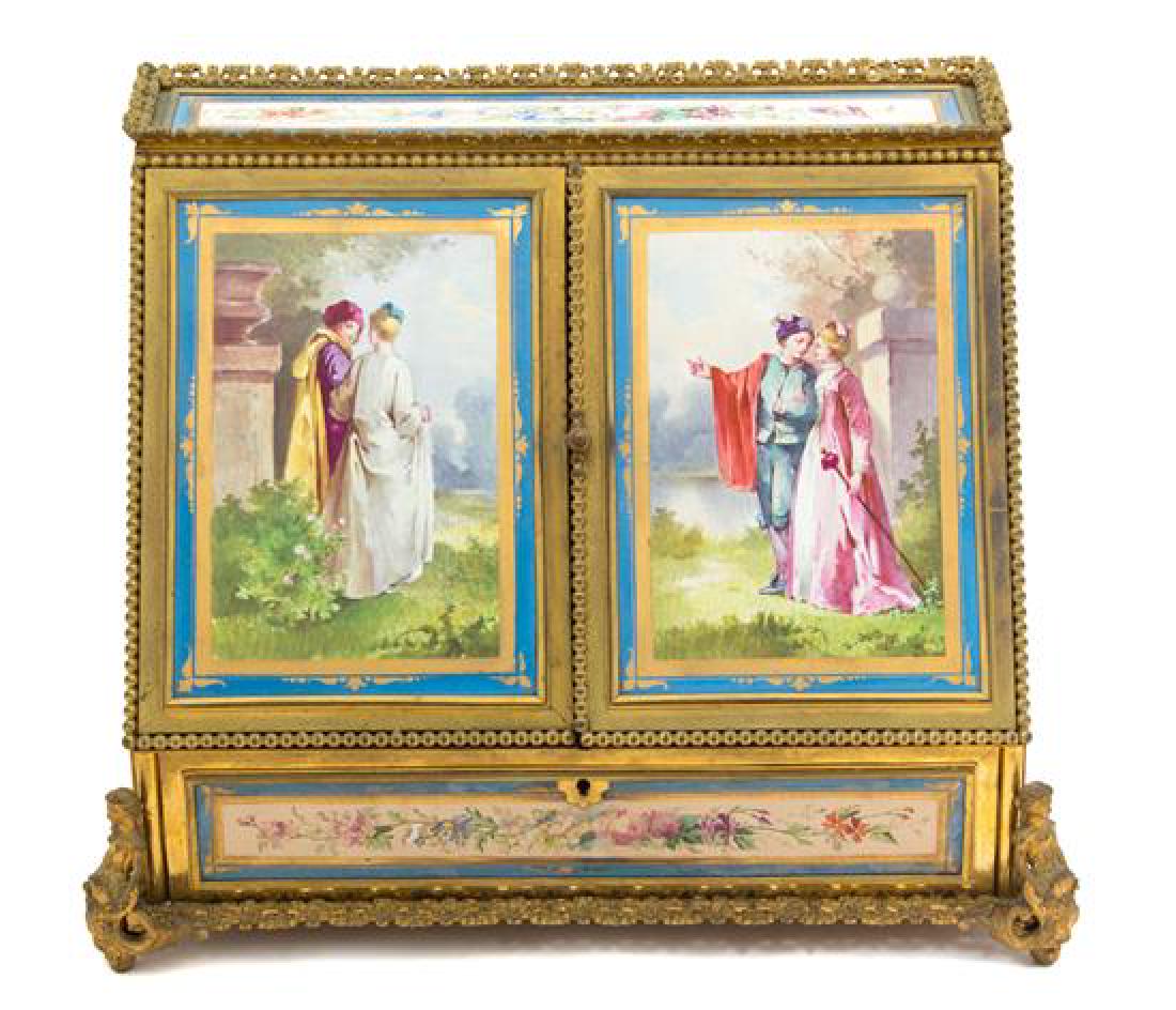 A French Gilt Bronze and "Sevres" Porcelain Mounted (1 of 2)