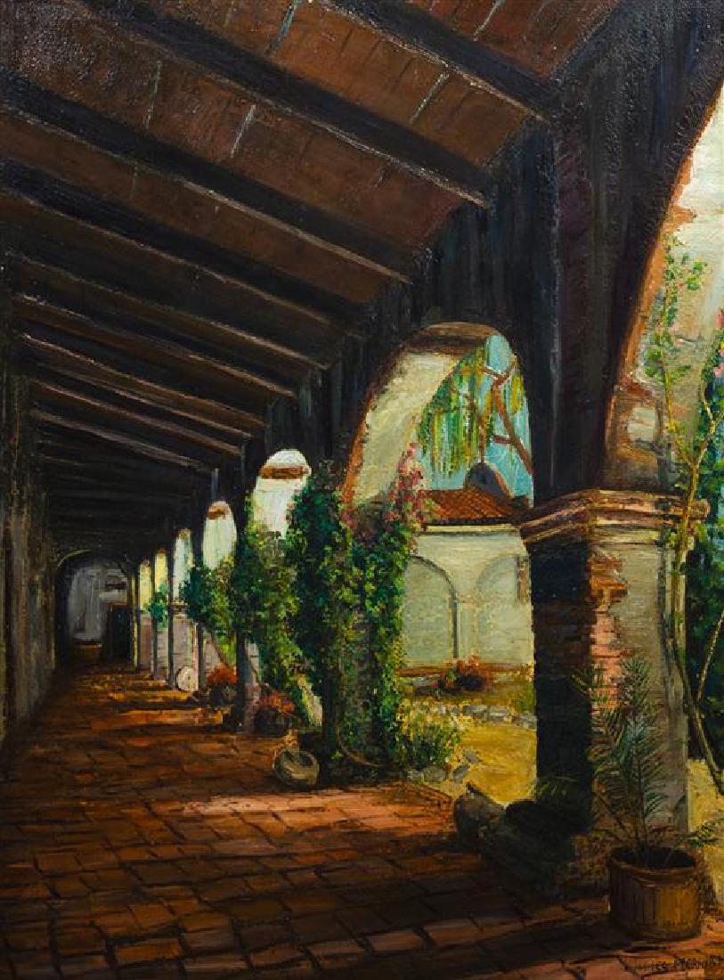 James Arthur Merriam 40 x 30 inches: James Arthur Merriam (american, 1880-1951) Capistrano Mission, oil on canvas, signed James Merriam (lower right) 40 x 30 inches Estimate $400-600 Framed: 47 1/2 x 37 1/2 inches Areas of craquelure to 