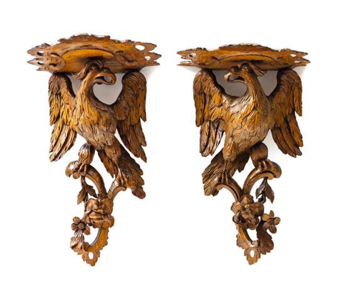 Pair of English 18th Century Carved Wood Eagle Form (1 of 1)