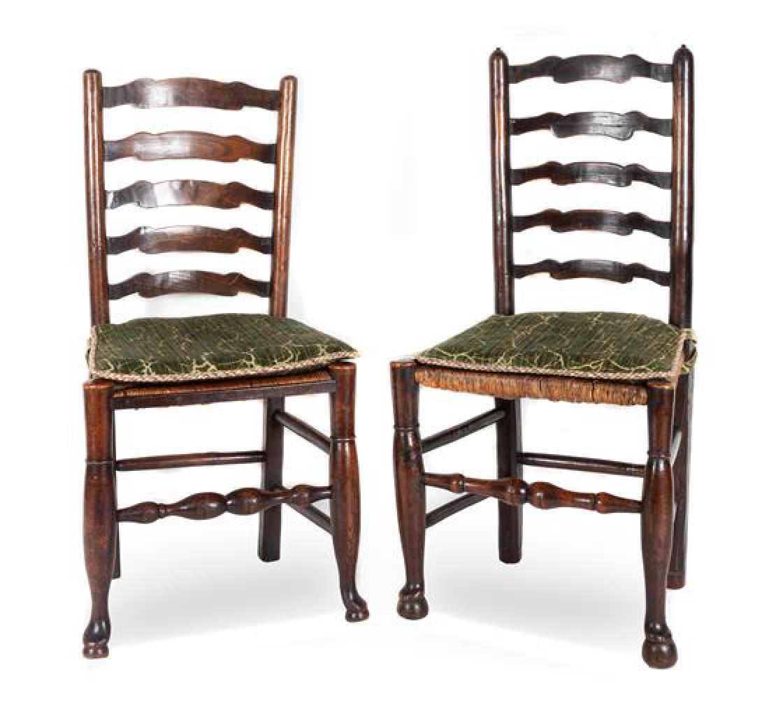 Assembled Set of Six English Oak Ladder Back Chairs (1 of 1)