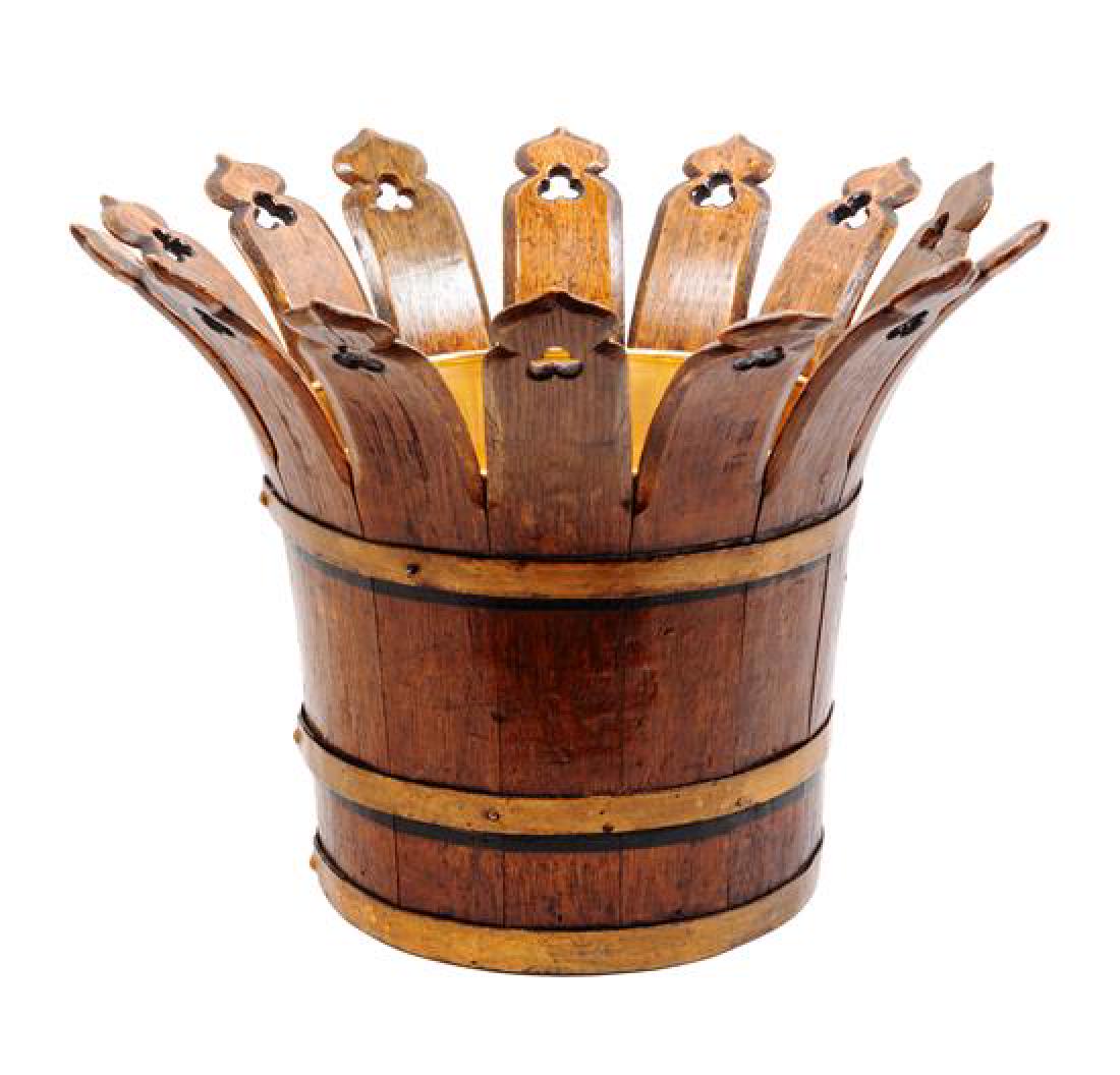 English Brass Bound Mahogany Coal or Peat Bucket Height (1 of 1)