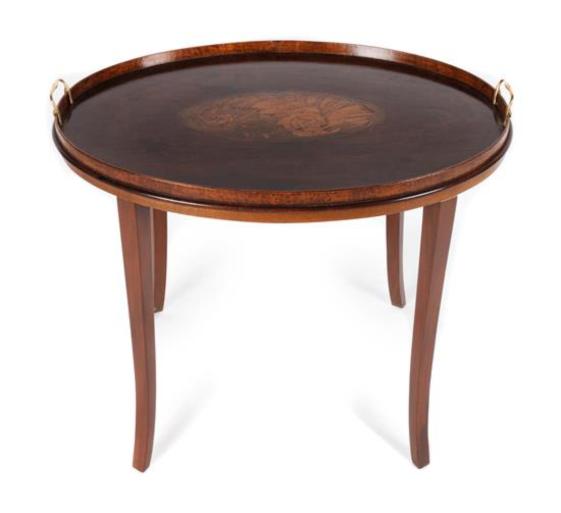 English Mahogany and Inlaid Two Handled Oval Tea Tray (1 of 1)