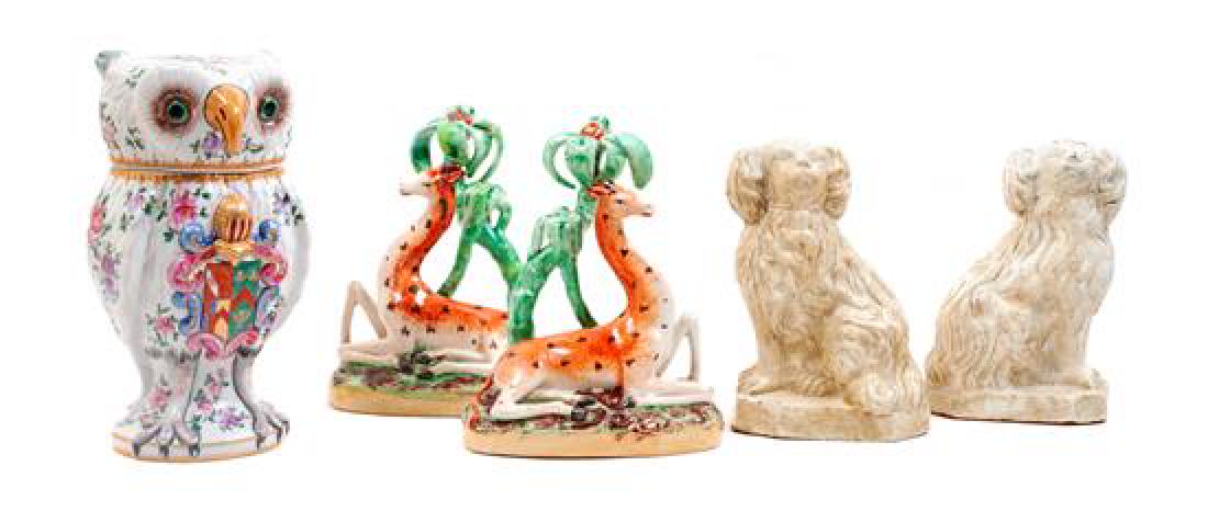 Pair of 19th Century Staffordshire Seated Deer Height (1 of 1)