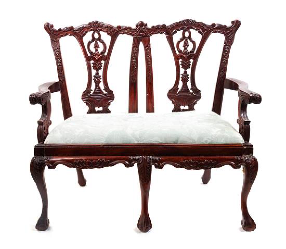 Chippendale Style Mahogany Dwarf Double-Chairback (1 of 1)