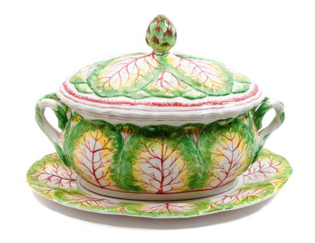 Italian Porcelain Cabbage Tureen with Underplate Height (1 of 1)