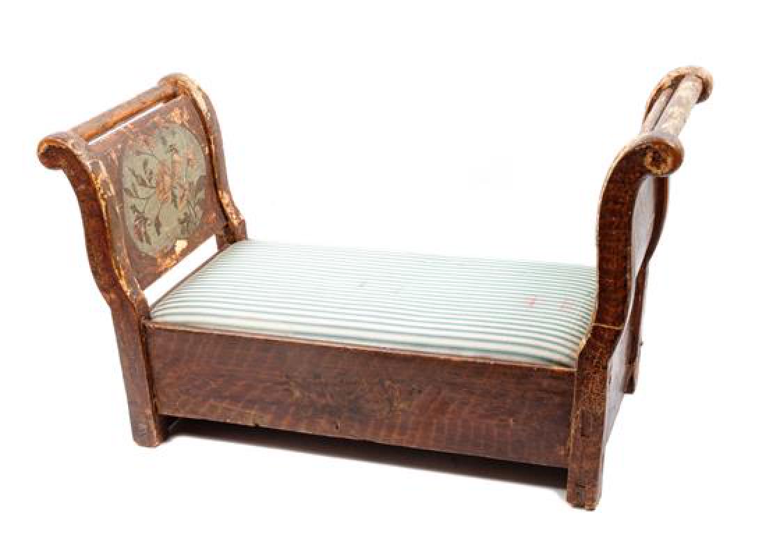 Painted Wood Doll's Day Bed Height 14 x length 23 1/2 x (1 of 1)