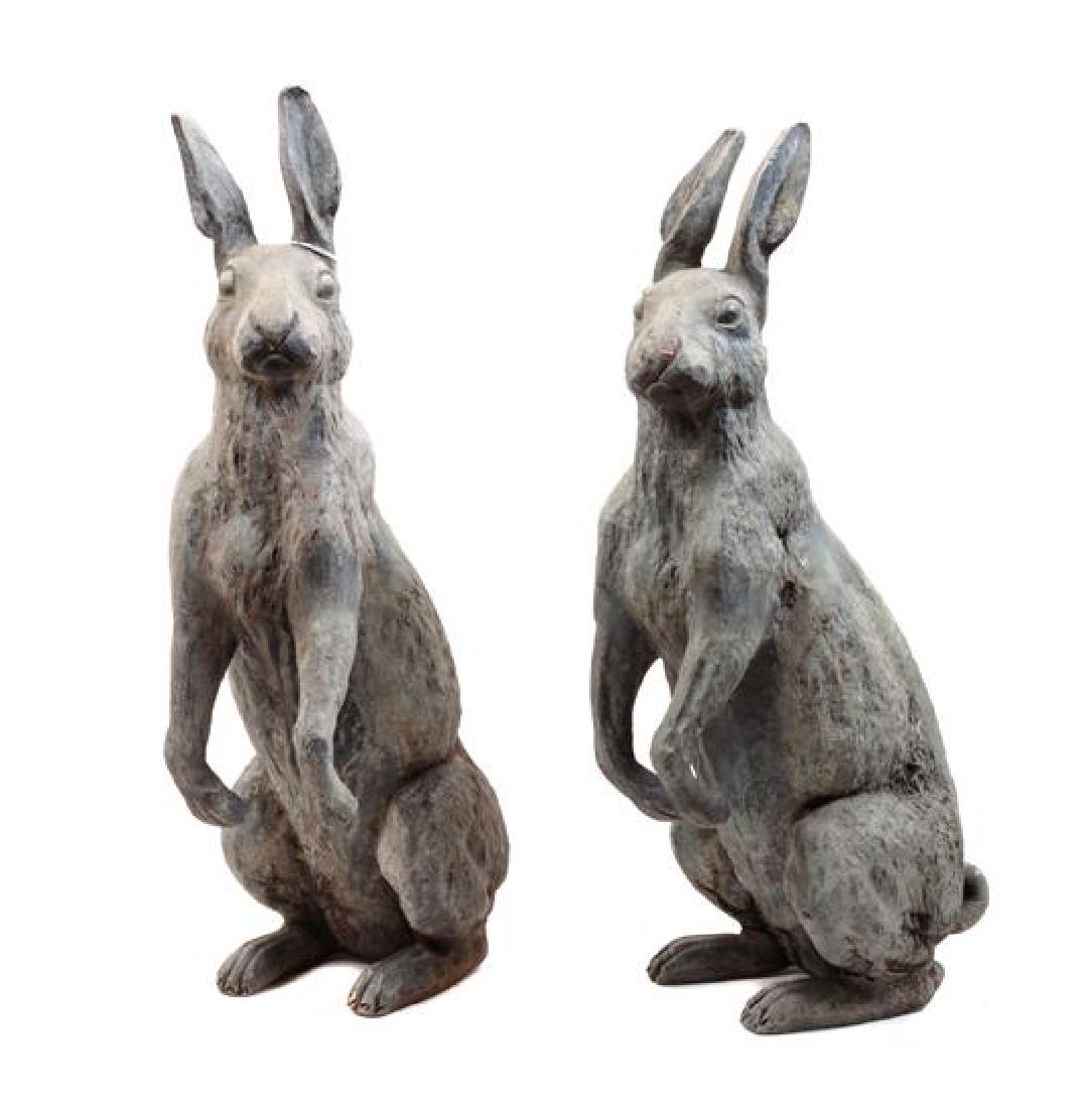 Pair of Rabbit Garden Figures Height 22 inches (1 of 1)