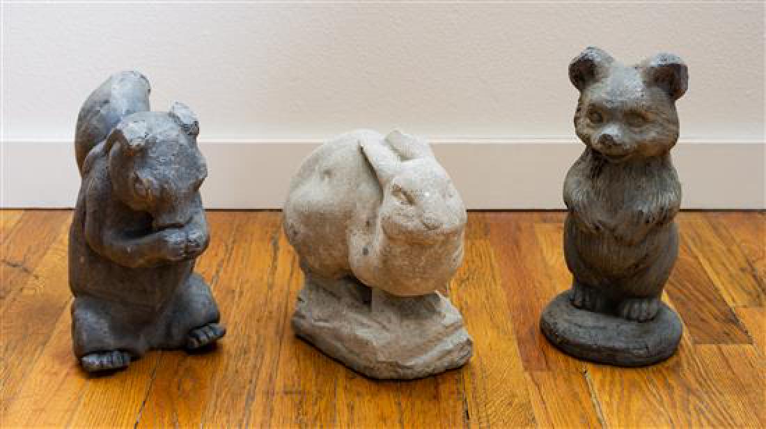 Three Cement Garden Animals Height of bear 12 inches (1 of 1)