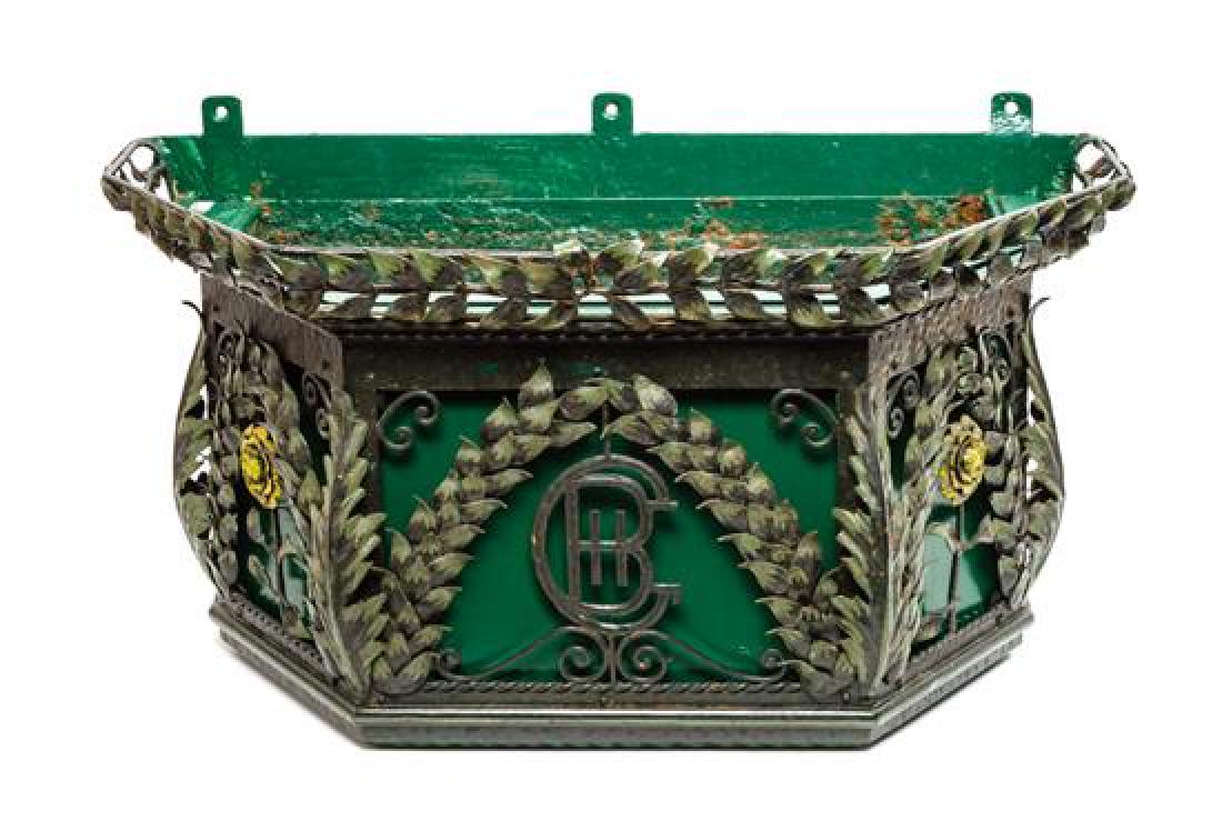 Painted and Patinated Wrought Iron Hanging Planter (1 of 1)