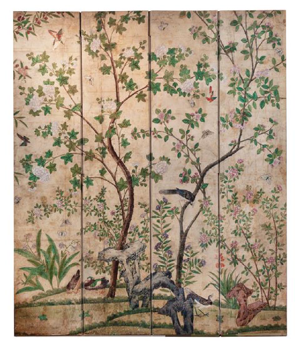 Standing Four-Fold Gray Painted Wood Screen Height of (1 of 1)