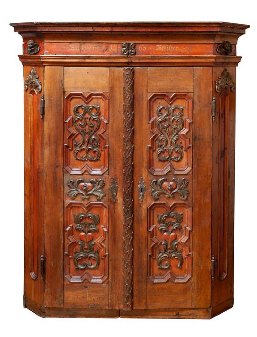 Austrian or German Painted Wood Cupboard or Shrank (1 of 1)