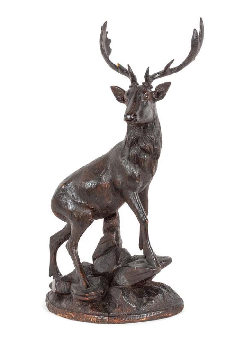 German or Austrian Carved Wood Figure of a Stag Height (1 of 1)