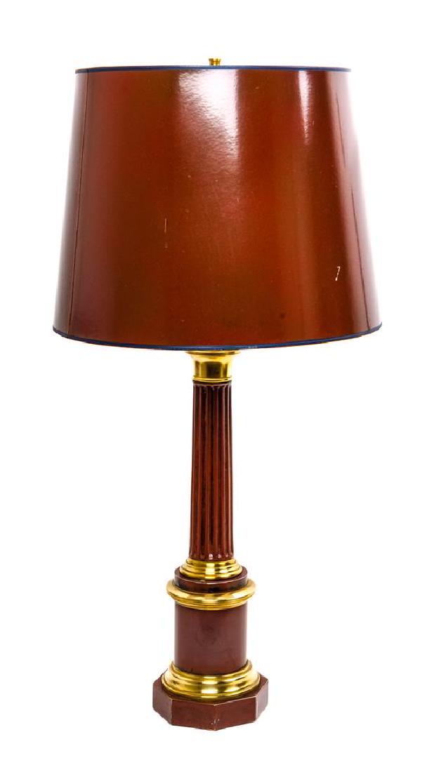 Mahogany Stained and Brass Mounted Columnar Table Lamp (1 of 1)