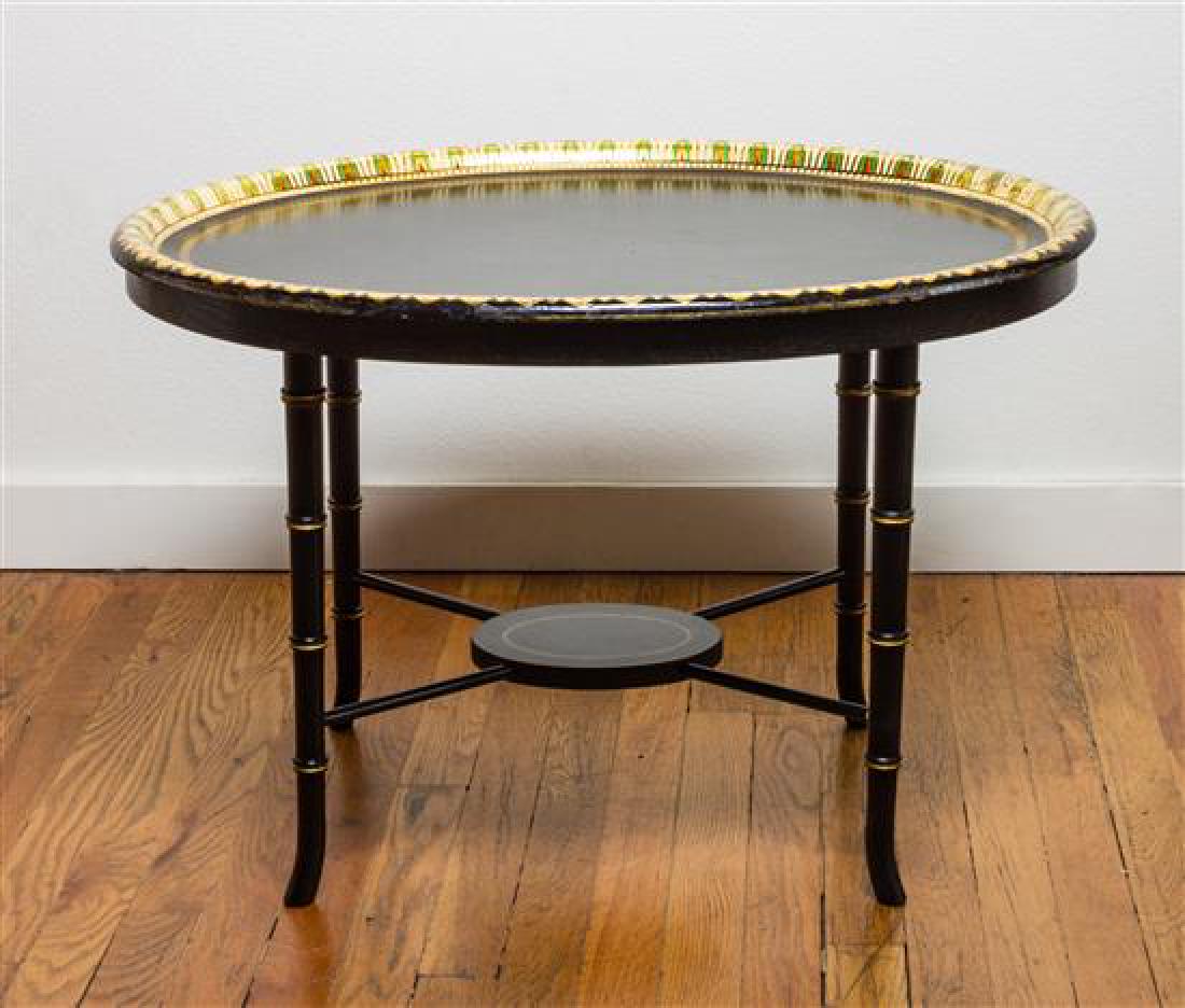 Ebonized Wood Oval Side Tray Table Height 19 x width 28 (1 of 1)
