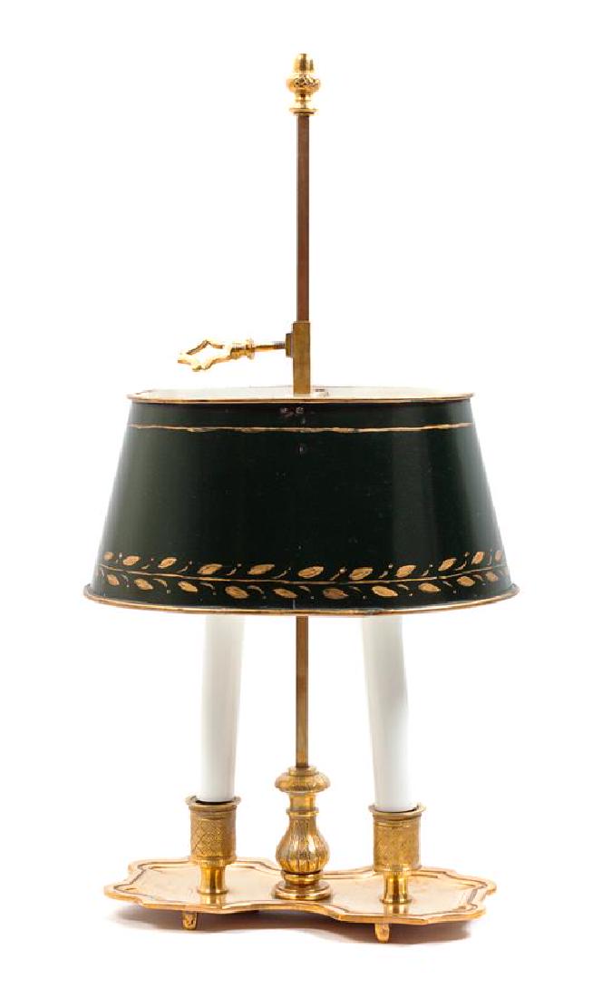 Brass and Tole Two-Light Bouillotte Lamp Height 17 x (1 of 1)