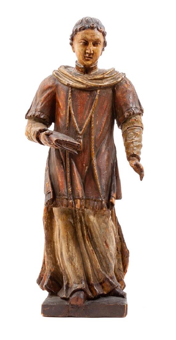 German Painted, Carved Wood and Gesso Figure of St. (1 of 1)