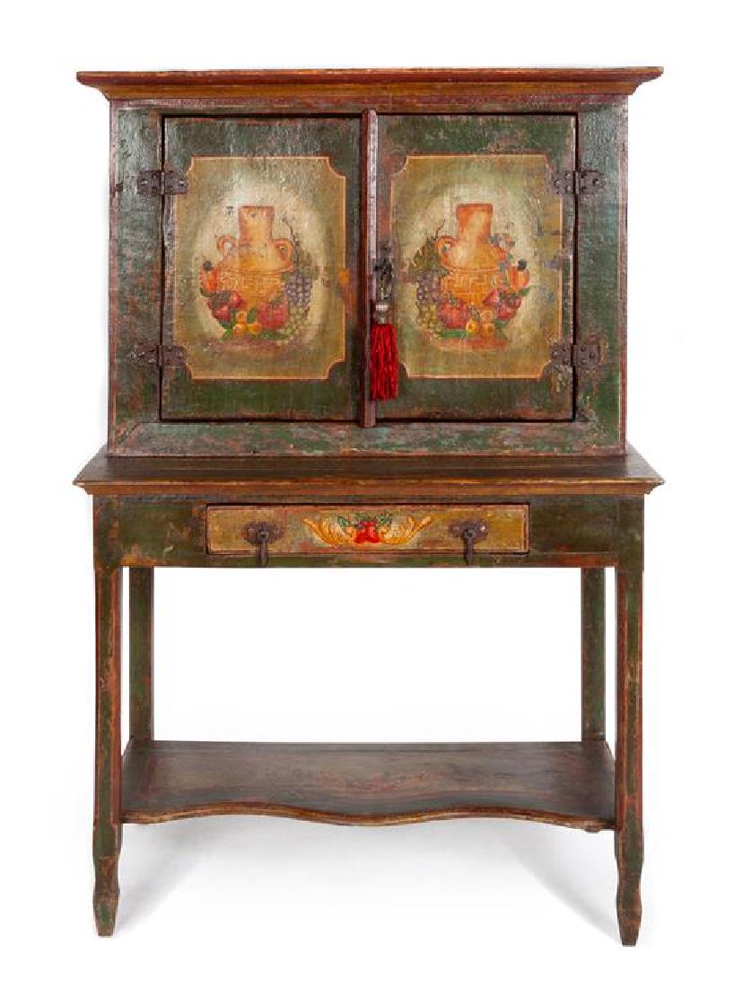 German or Austrian Painted Cabinet Height 59 1/2 x (1 of 1)
