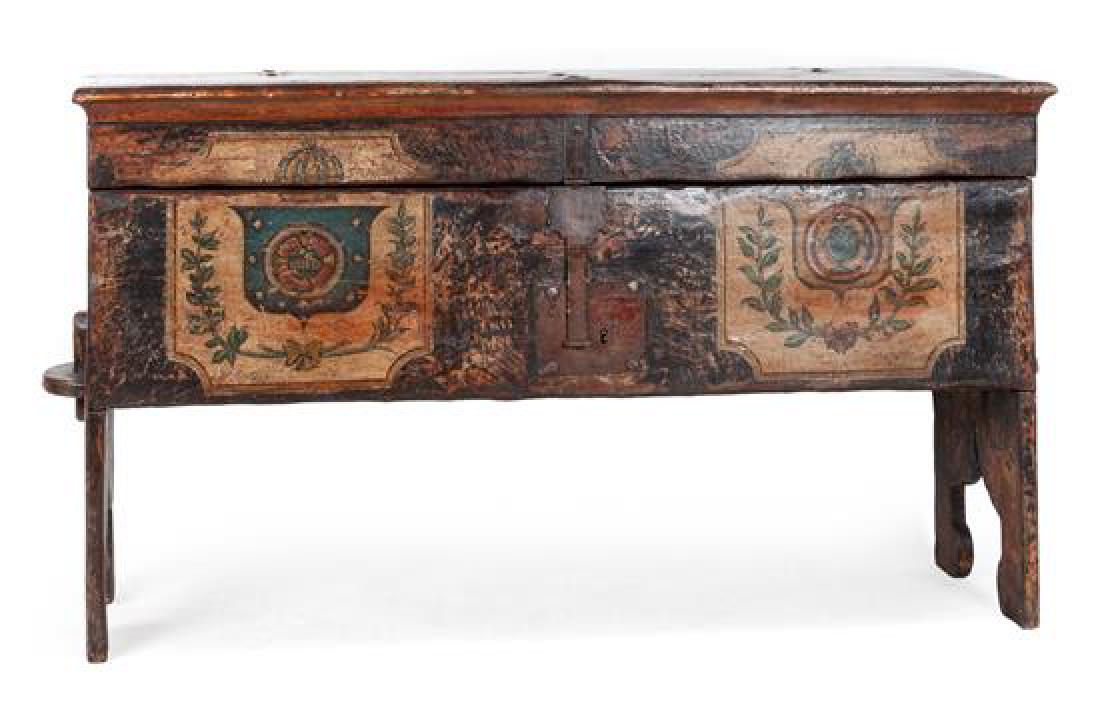 Austrian or German Painted Oak Chest Height 35 x width (1 of 1)