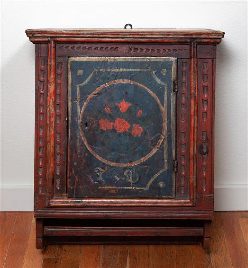German or Austrian Painted Hanging Cabinet Height 27 x (1 of 1)