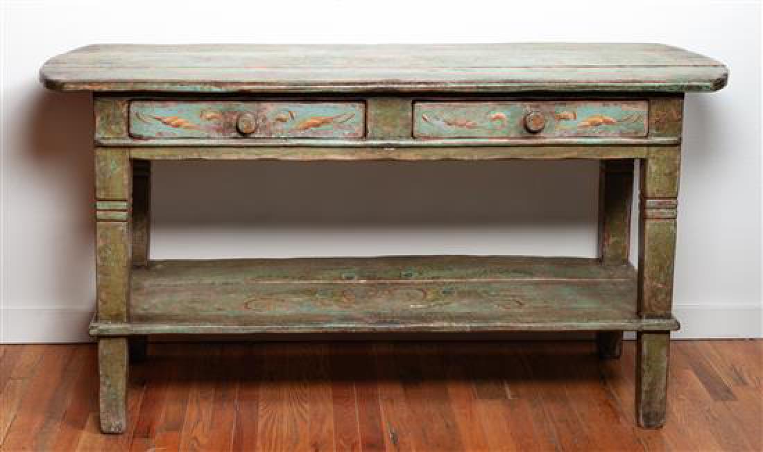 German or Austrian Painted Wood Two Drawer Work Table (1 of 1)