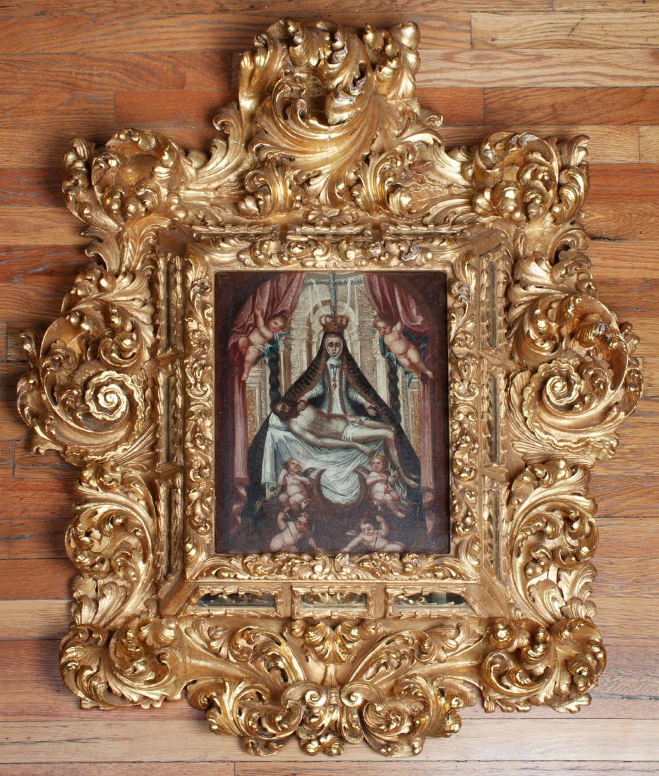 Continental Painted Icon in Carved Gilt Wood Frame (1 of 1)