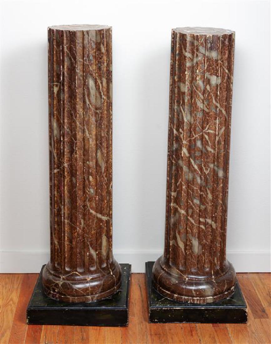 Pair of Faux Marble Columnar Stands Height 44 inches (1 of 1)