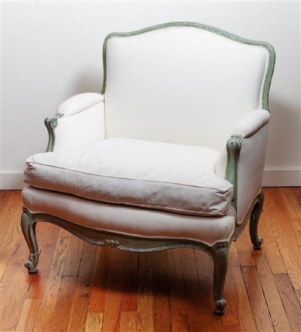 Pair of Louis XV Style Bergeres Height 35 x width 31 x: Pair of Louis XV Style Bergeres Height 35 x width 31 x depth 26 inches Estimate $600-800
