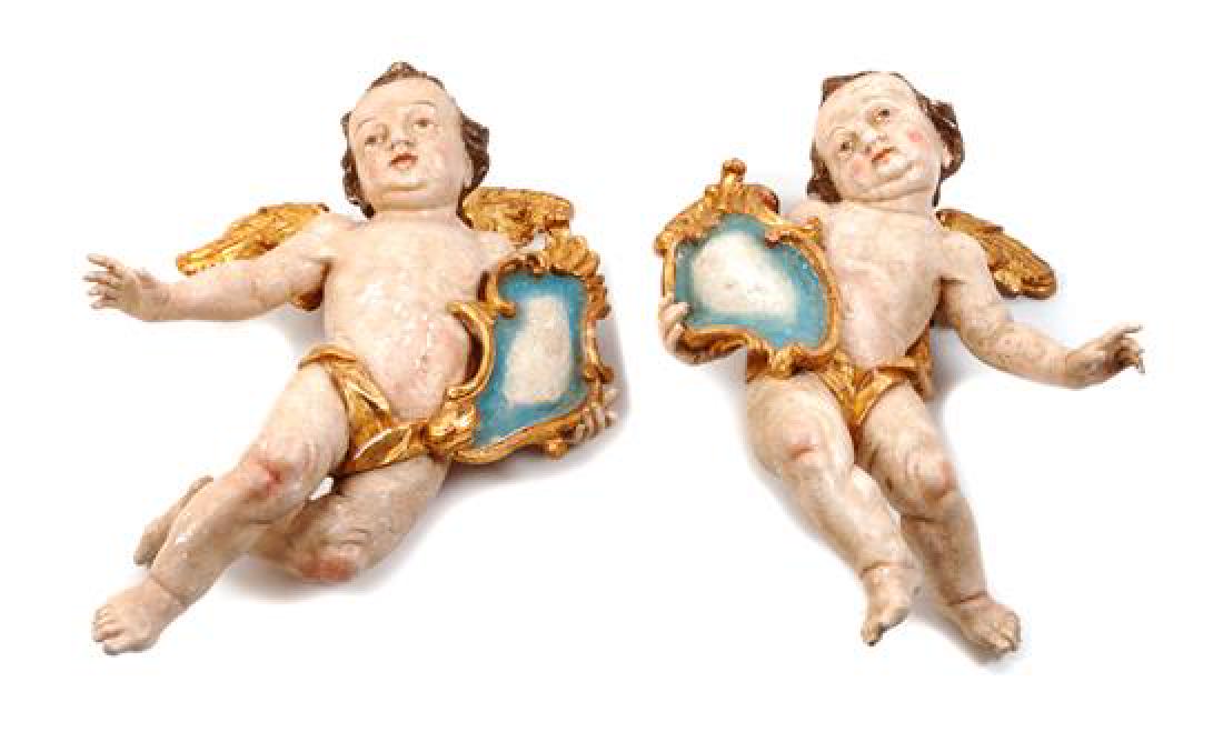 Pair of Continental Baroque Parcel Gilt and Polychrome (1 of 1)